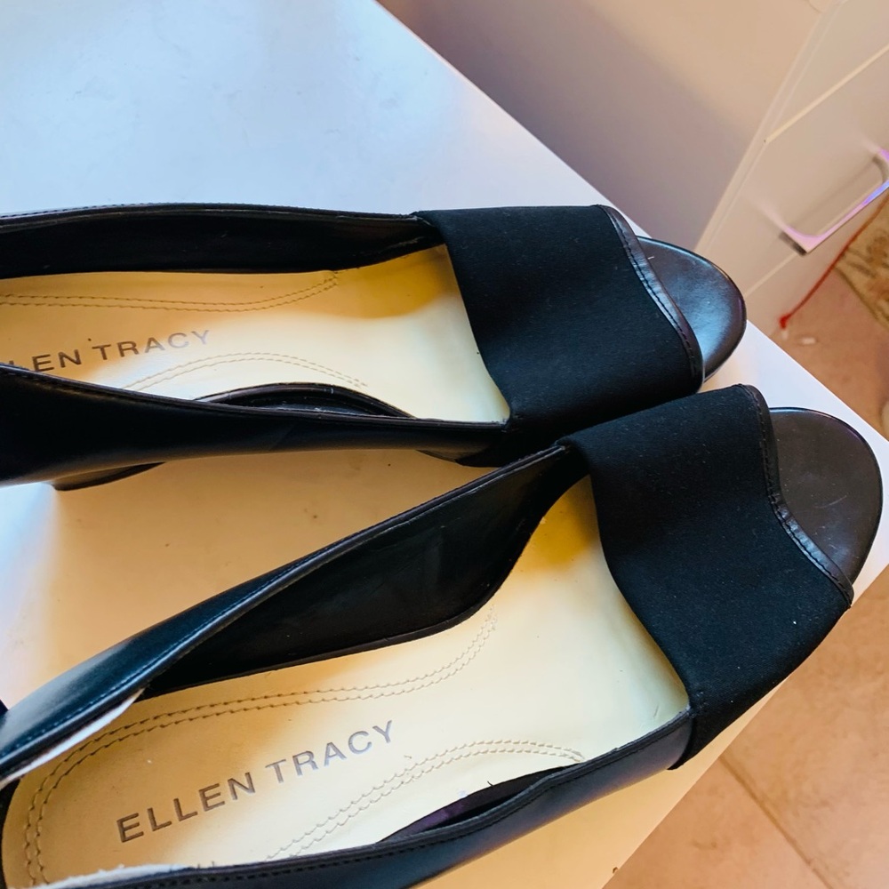 Ellen Tracy Black Peep-Toe Heels